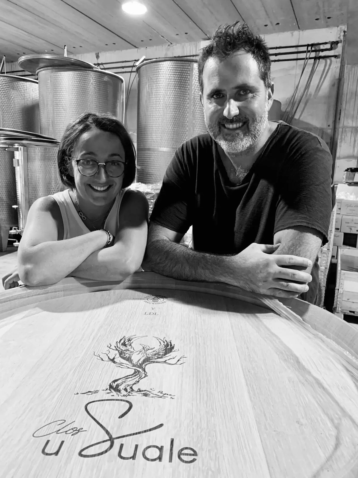Patricia et Jean-Baptiste au chai