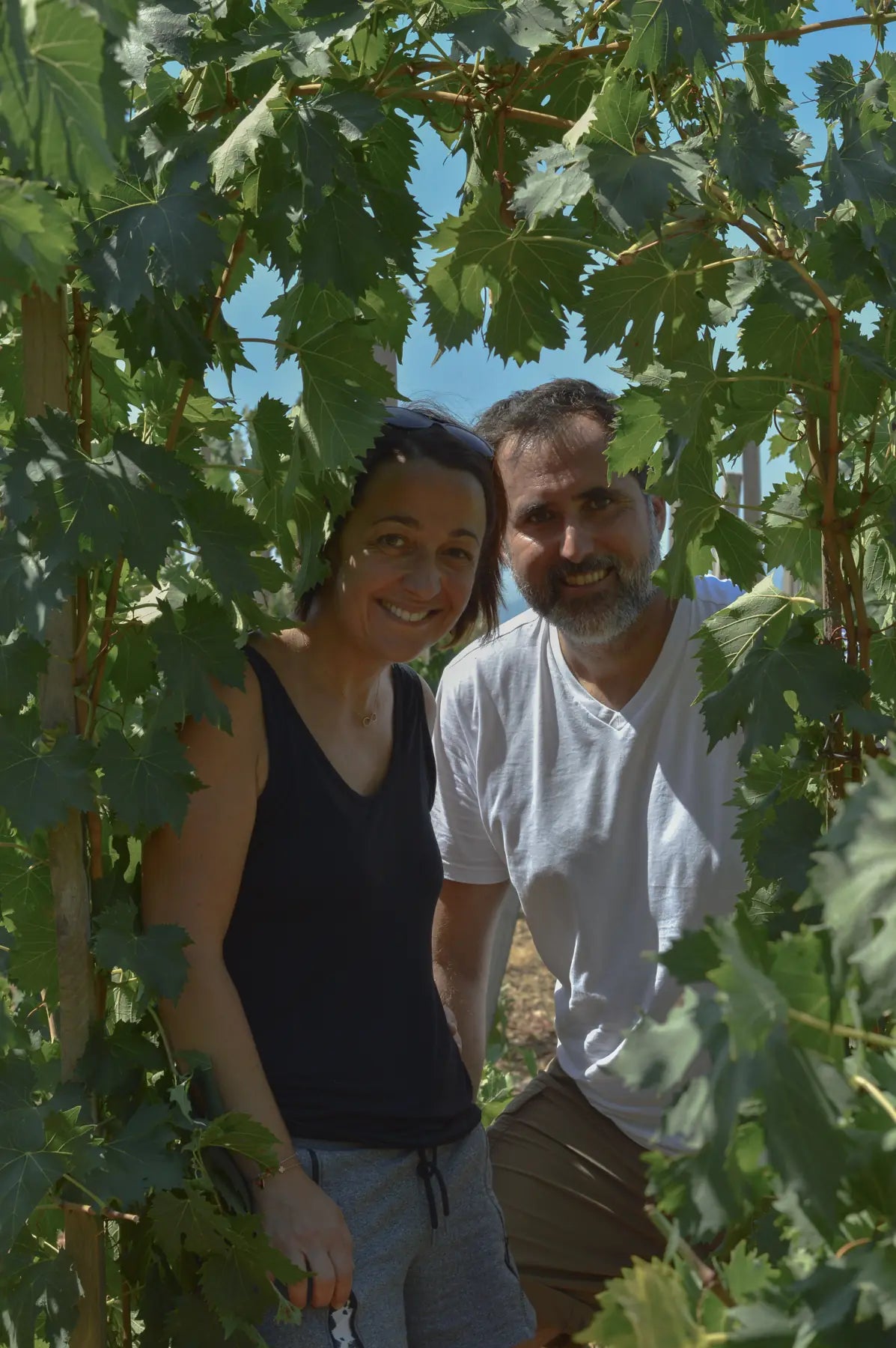 Patricia et Jean-Baptiste Ferrandi dans les vignes